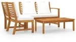 vidaXL 4-tlg. Garten-Lounge-Set mit Auflagen Creme Massivholz Akazie