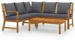 vidaXL 4-tlg. Garten-Lounge-Set mit Auflagen Massivholz Akazie