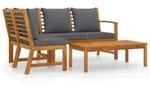 vidaXL 4-tlg. Garten-Lounge-Set mit Auflagen Massivholz Akazie