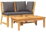 vidaXL 3-tlg. Garten-Lounge-Set mit Dunkelgrauem Kissen Akazienholz