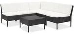 vidaXL 6-tlg. Garten-Lounge-Set mit Auflagen Poly Rattan Schwarz