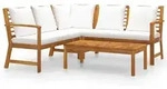 vidaXL 4-tlg. Garten-Lounge-Set mit Auflagen Creme Massivholz Akazie