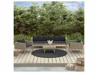 vidaXL 4-tlg. Garten-Lounge-Set mit Auflagen Poly Rattan Beige