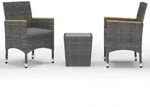 vidaXL 3-tlg. Bistro-Set Poly Rattan und Hartglas : Farbe - Grau 2