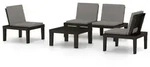vidaXL 4-tlg. Garten-Lounge-Set mit Kissen Kunststoff Grau