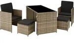 tectake Rattan Sitzgruppe Palermo 2+2+1 Natur