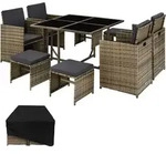 tectake Rattan Sitzgruppe Bilbao inkl. Schutzh&uuml;lle 4+4+1 - Farbe Natur - Outdoor