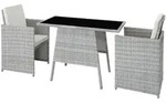 tectake Rattan Sitzgruppe Lausanne 2+1 Hellgrau