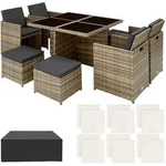 tectake Aluminium Rattan Sitzgruppe Manhattan 4+4+1 mit Schutzh&uuml;lle Natur