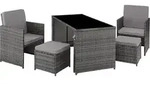 tectake Rattan Sitzgruppe Palermo Polyrattan UV-best&auml;ndig, 2 Sessel, 2 Hocker, 1