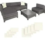 tectake Rattan Lounge mit Aluminiumgestell inkl. Bez&uuml;ge in 2 Farben Grau