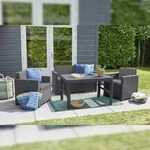 Allibert Loungeset Victoria Monaco mit Tisch Lyon anthrazit - Premium - Rattanoptik,