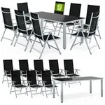CASARIA&reg; Aluminium Sitzgruppe Bern 8+1 klappbare Hochlehner Silber