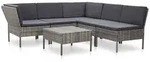 vidaXL 6-tlg. Garten-Lounge-Set mit Auflagen Poly Rattan Grau