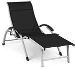 Blumfeldt Sunnyvale Liegestuhl mit Fu&szlig;teil Aluminium 4-Stufen Schwarz