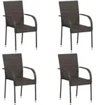 vidaXL Stapelbare Gartenst&uuml;hle 4 Stk. Poly Rattan Braun