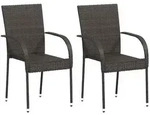 vidaXL Stapelbare Gartenst&uuml;hle 2 Stk. Poly Rattan Braun