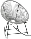 vidaXL Schaukelstuhl Mondstuhl Grau Poly Rattan