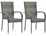 vidaXL Gartenst&uuml;hle Stapelbar 2 Stk. Grau Poly Rattan