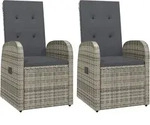 vidaXL Garten-Liegest&uuml;hle 2 Stk. mit Auflagen Poly Rattan Grau