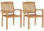 vidaXL Garten-Essst&uuml;hle 2 Stk. Stapelbar Teak Massivholz