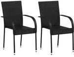 vidaXL Stapelbare Gartenst&uuml;hle 2 Stk. Poly Rattan Schwarz
