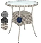 CASARIA&reg; Polyrattan Balkontisch Beistelltisch &Oslash; 60cm Grau Beige
