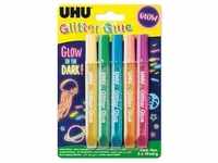 UHU Glitzerkleber Glitter Glue 'GLOW IN THE DARK', 5 x 10 ml