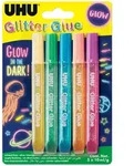 UHU 48210 Glitzerkleber Glitter Glue "GLOW IN THE DARK", 5 x 10 ml