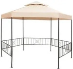 vidaXL Gartenpavillon Partyzelt Hexagonal Beige 323x265 cm