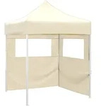 vidaXL Profi-Partyzelt Faltbar mit 2 Seitenw&auml;nden 2&times;2m Stahl Creme