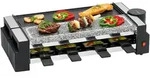 Clatronic RG 3678 Schwarz Raclette - 2x600 Watt, Naturgrillstein, 38x11.5 cm