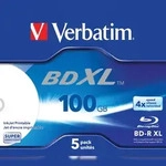 Verbatim BD-R XL 100 GB* 4x, mit Tintenstrahldrucker gro&szlig;fl&auml;chig bedruckbar, Jewel