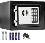 tectake Elektronischer Safe Tresor mit Schl&uuml;ssel 17 x 23 x 17 cm Schwarz