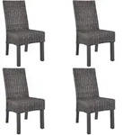 vidaXL Esszimmerst&uuml;hle 4 Stk. Braun Kubu Rattan und Mangoholz