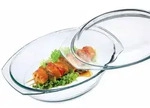 SIMAX Glas Auflaufform mit Deckel oval 2,4 l