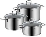 Silit Alicante Edelstahl Rostfrei Kochgeschirr-Set 3-teilig, mit Glasdeckel,
