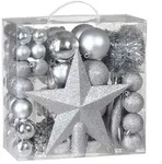 Deuba Casaria Weihnachtskugeln Christbaumschmuck 77tlg. Silber