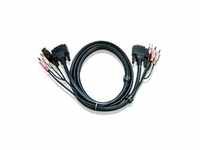 ATEN 2L-7D02UI KVM Kabel DVI-I (Single Link), USB, Audio, schwarz, 1,8 m