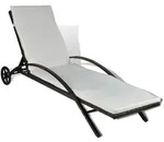 vidaXL Sonnenliege mit Polster & Rollen Poly Rattan Braun