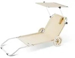 CASARIA&reg; Sonnenliege Klappbar mit Dach Aluminium Liegestuhl mit Rollen Kissen
