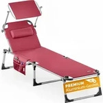 CASARIA&reg; Alu Sonnenliege mit Dach Seitentasche Klappbar Wetterfest Gartenliege...