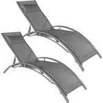 tectake 2 Gartenliegen aus Aluminium, 5-stufig Grau