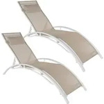 tectake 2 Gartenliegen aus Aluminium, 5-stufig Beige