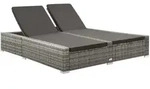 vidaXL Doppel-Sonnenliege Poly Rattan Grau