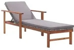 vidaXL Sonnenliege mit Auflage Poly Rattan Akazie Massivholz Grau