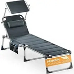 CASARIA&reg; Alu Sonnenliege Gepolstert mit Dach Kissen Seitentasche Klappbar