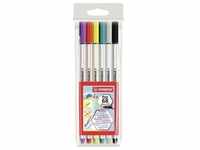 STABILO Fasermaler Pen 68 brush 6er Kunststoffetui, Strichstärke: variabel. Farben:
