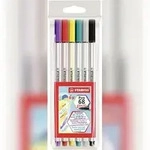 STABILO Fasermaler Pen 68 brush 6er Kunststoffetui, Strichst&auml;rke: variabel. Farben: