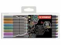STABILO Fasermaler Pen 68 metallic 8er Metalletui, Strichstärke: 1,4 mm, Tinte auf